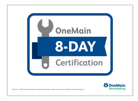 OneMain Remarketing 8 Day Certified Topper