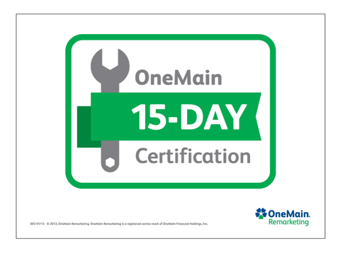 OneMain Remarketing 15 Day Certified Topper