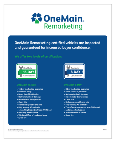 OneMain Remarketing Certified Poster - 24" x 30"