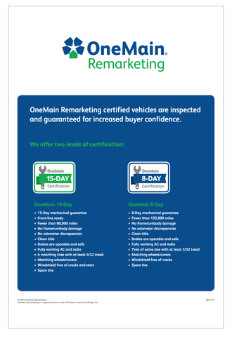 OneMain Remarketing Certified Poster - 24" x 36"