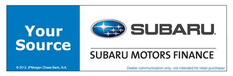 Subaru Motors Finance Your Source Chase Banner