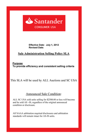 Santander SAS Policy SLA Banner